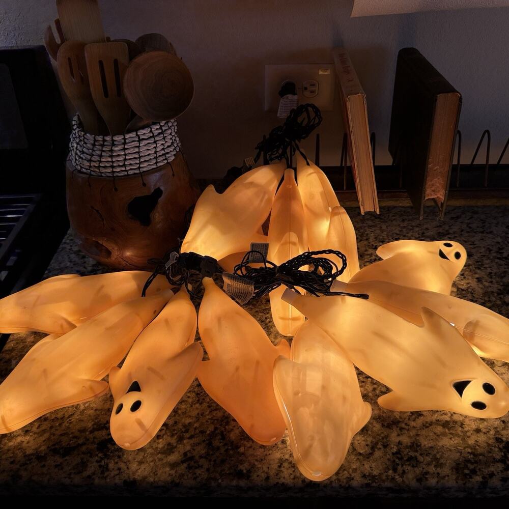 Vintage Halloween Blow Mold String Lights set of 4 Ghosts 11" Each 3sets WORKS